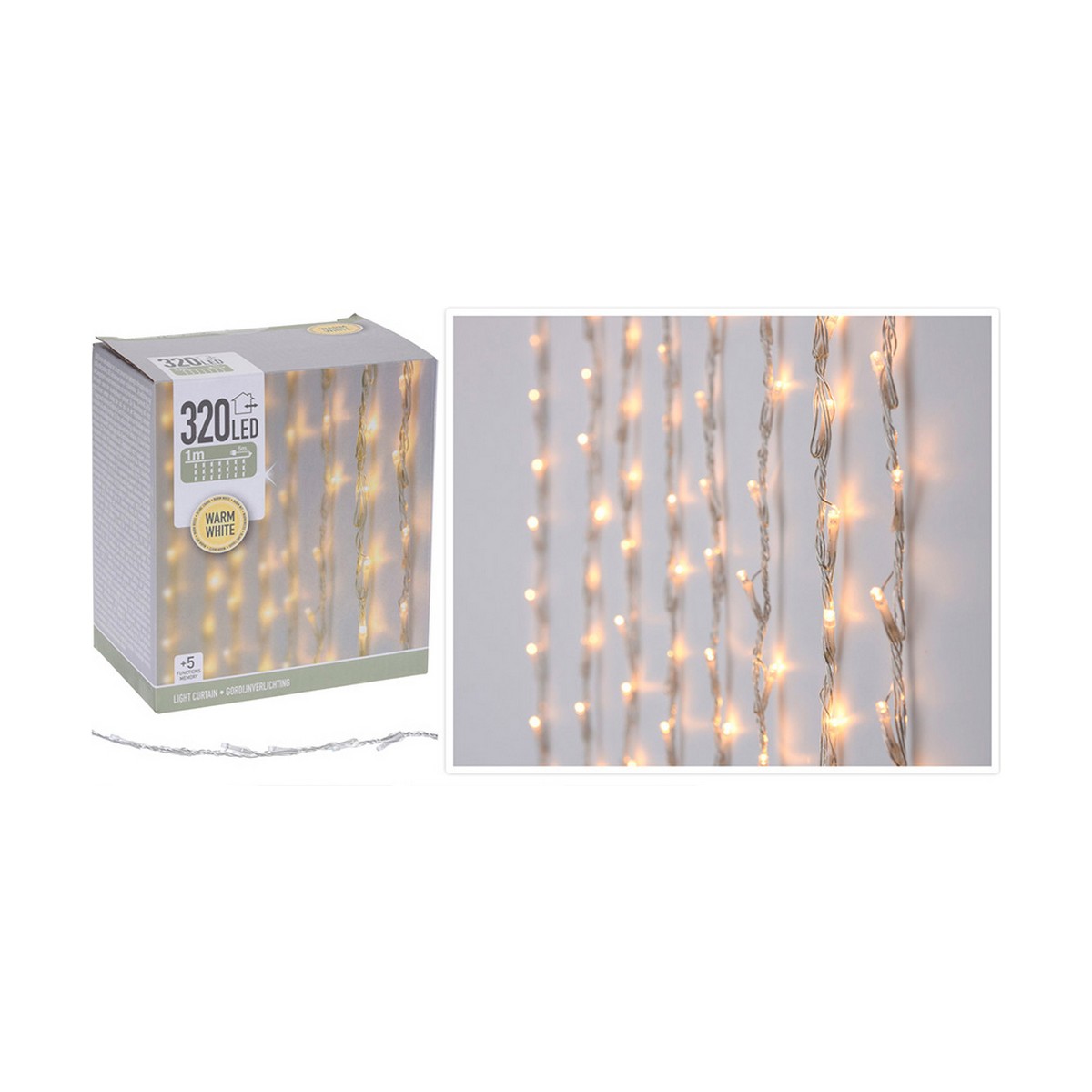 Gardinbelysning med LED H&S 2,7 W Varmt ljus Varmvit 5 m 2 x 1 m 1 x 2 m Gul - 3
