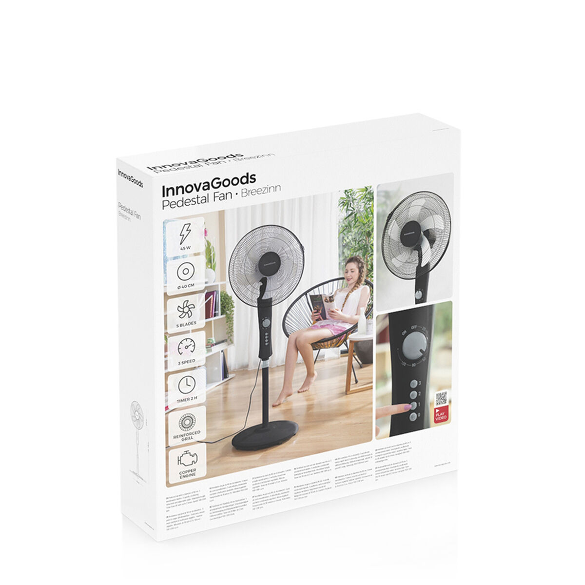 Stående Fläkt InnovaGoods Breezinn Svart 45 W - 5