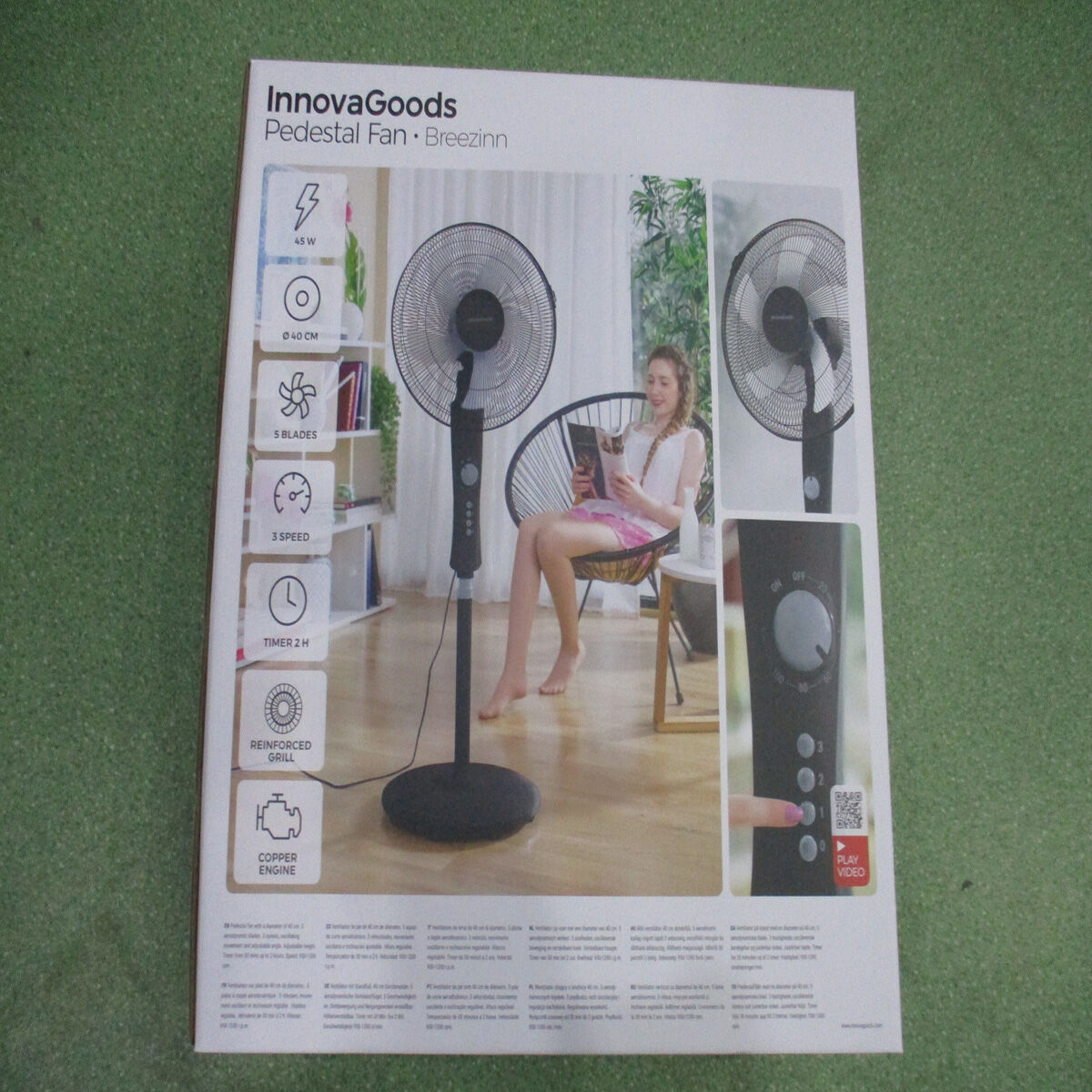 Stående Fläkt InnovaGoods Breezinn Svart 45 W - 19