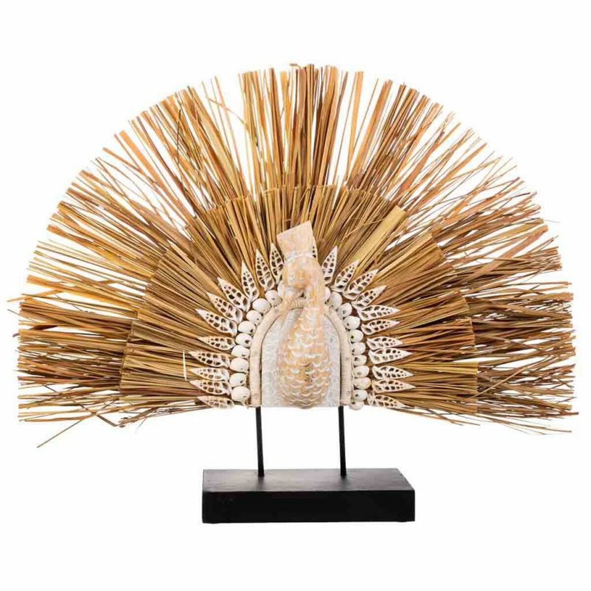 Prydnadsfigur Alexandra House Living Svart Naturell Påfågel 53 x 12 x 64 cm - 3