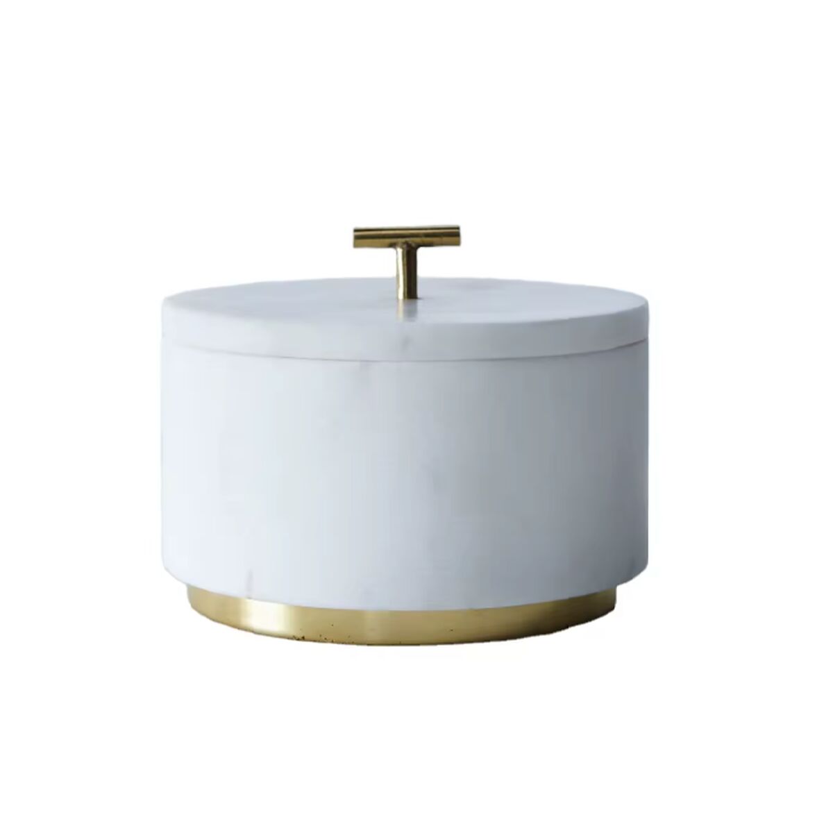 Saltkar med lock Home ESPRIT Vit Gyllene 7,6 x 7,6 x 10 cm 7,6 X 7,6 X 12 CM