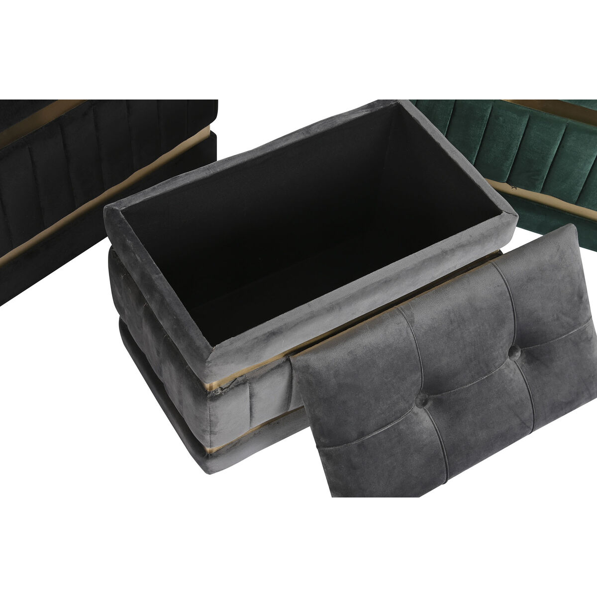 Sittpall DKD Home Decor Svart Gyllene Grön Mörkgrå Trä MDF 70 x 40 x 43 cm - 7