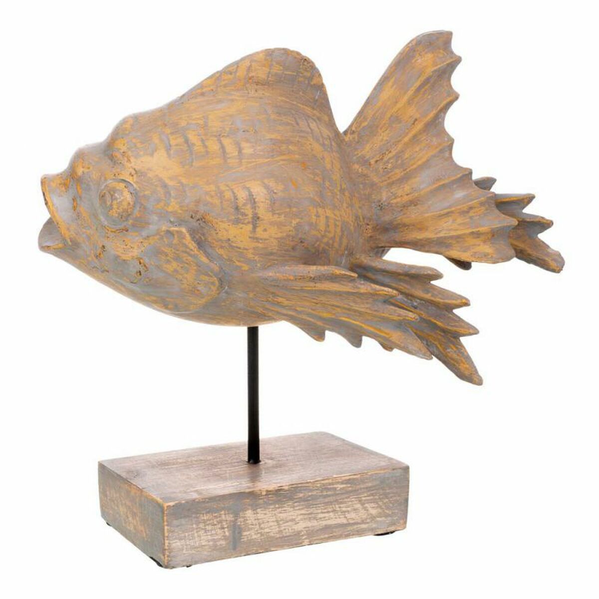 Prydnadsfigur Alexandra House Living Grå Mörkbrun Fisk 31 x 24 x 30 cm - 5