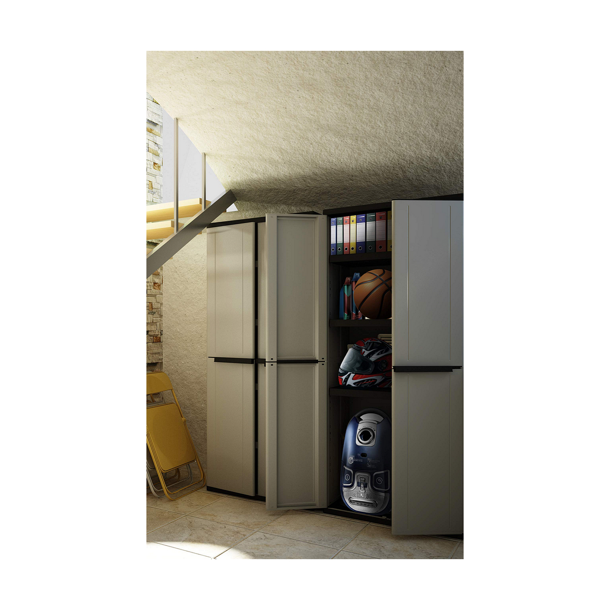 Garderob Terry jline268 Svart Svart/Grå Harts Plast 68 x 37,5 x 163,5 cm - 4