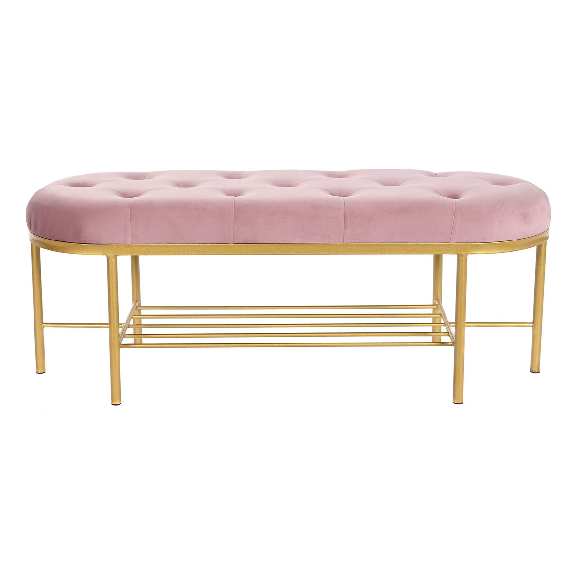Sittpall DKD Home Decor 100 x 35 x 40 cm Rosa Gyllene Metall - 6