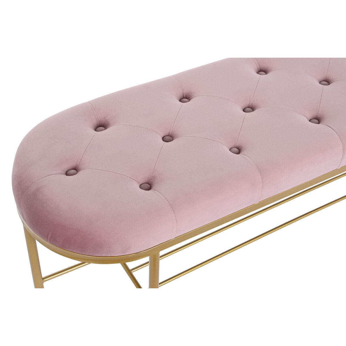Sittpall DKD Home Decor 100 x 35 x 40 cm Rosa Gyllene Metall - 5