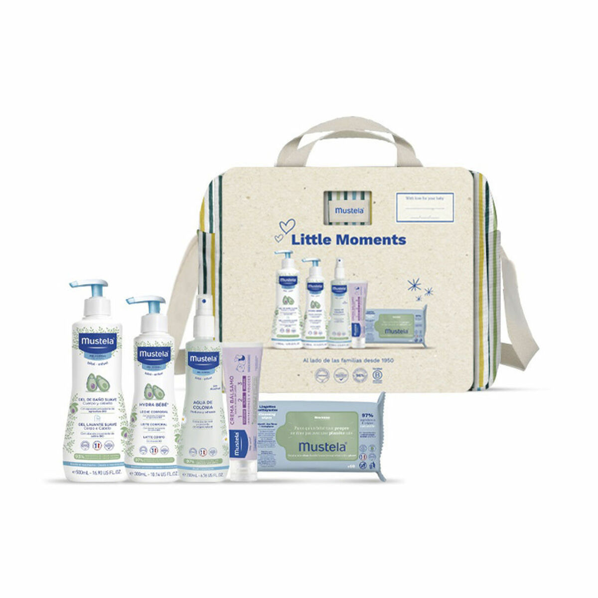 Ansiktssolkräm Mustela Bolsa Paseo Little Moments Rayas Lote 6 Delar