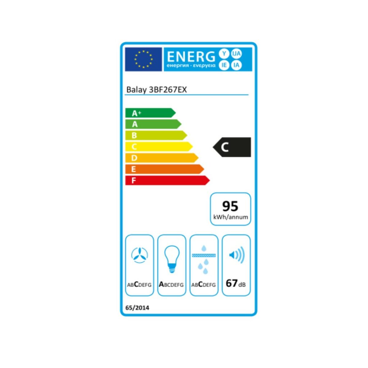 Konventionell fläkt Balay 3BF267EX 690 m³/h 65 dB 252W Silvrig Stål - 5