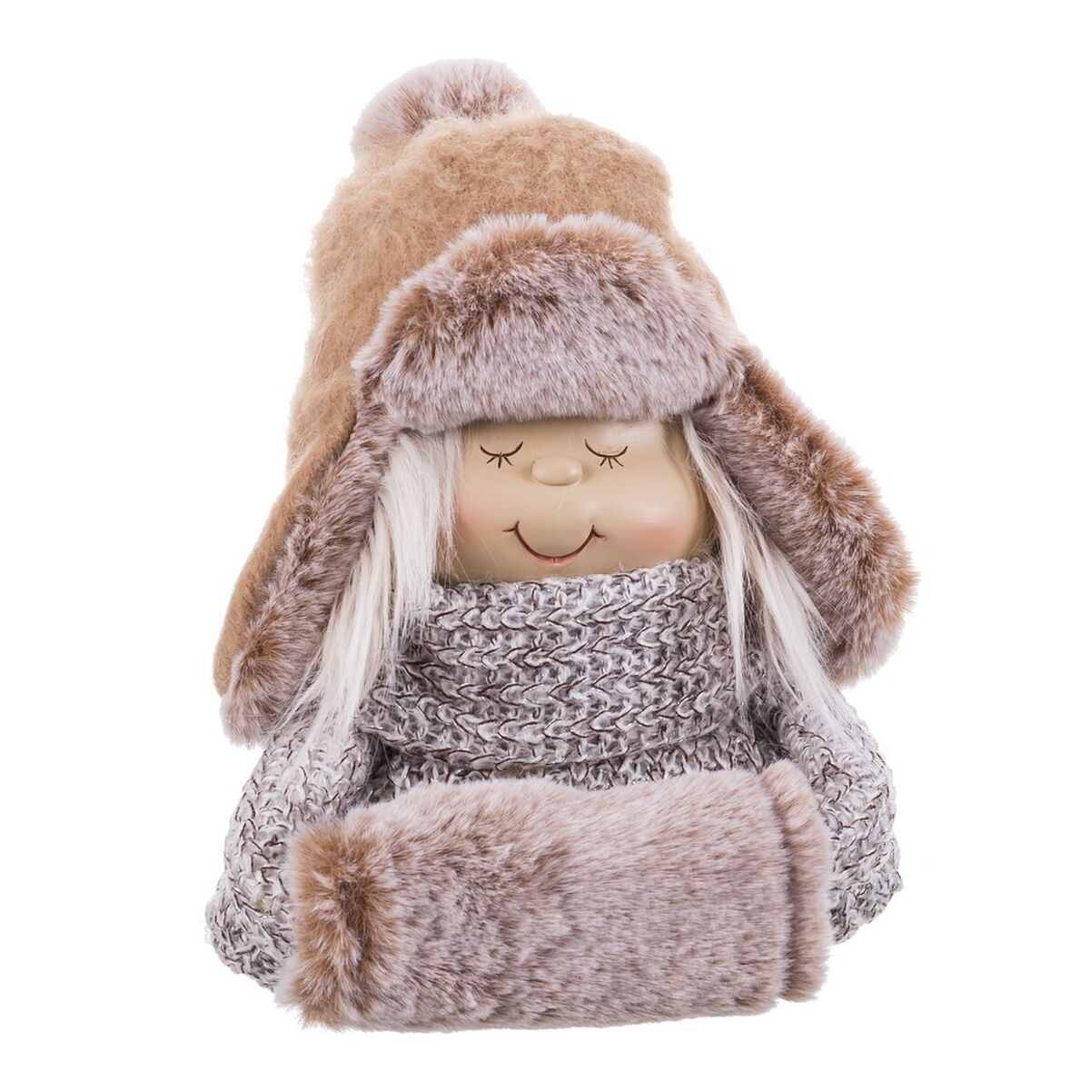 Julgranskula Beige Polyresin Tyg Barn 16 x 13 x 21 cm - 4
