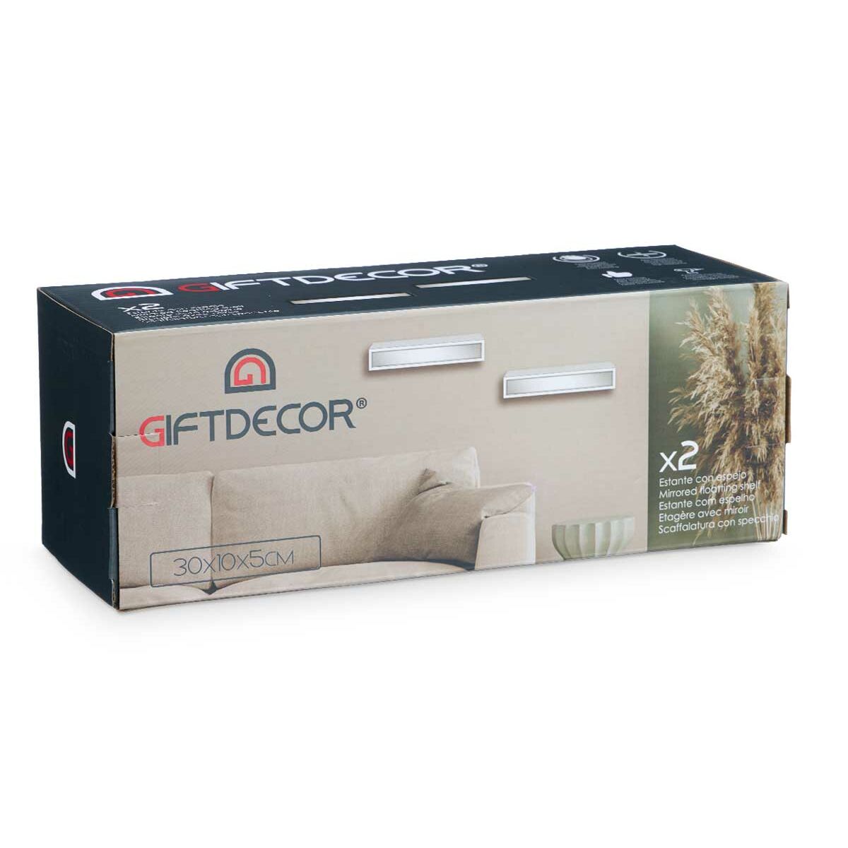 Hyllor Trä MDF 2 Delar Speglar Set (4 antal) - 4