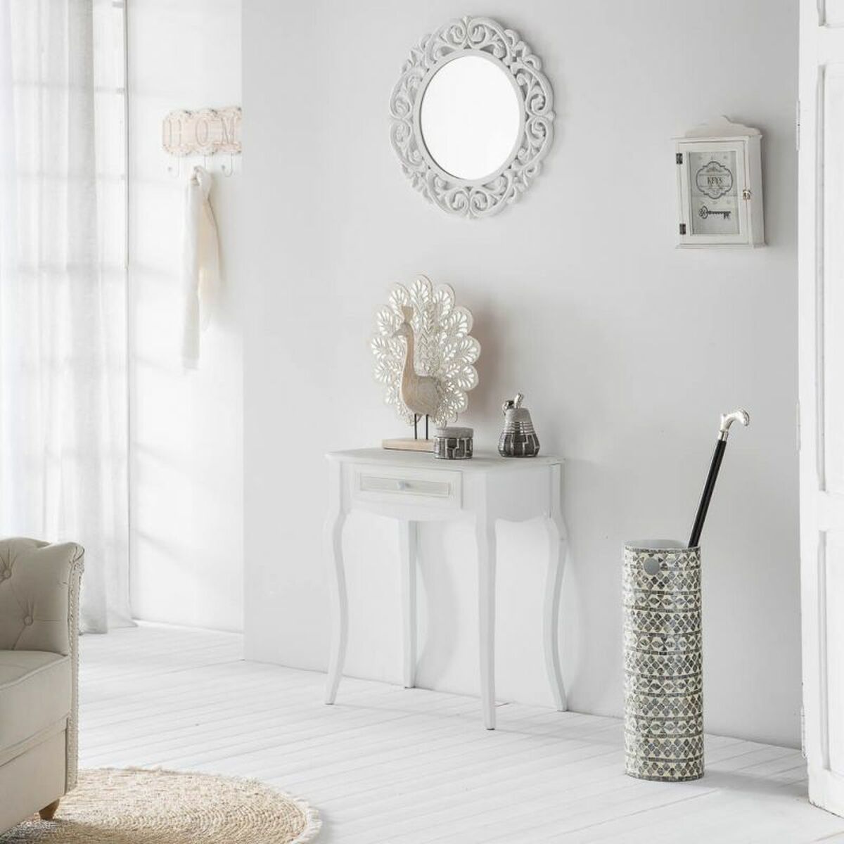 Prydnadsfigur Alexandra House Living Naturell Påfågel 53 x 12 x 46 cm - 3