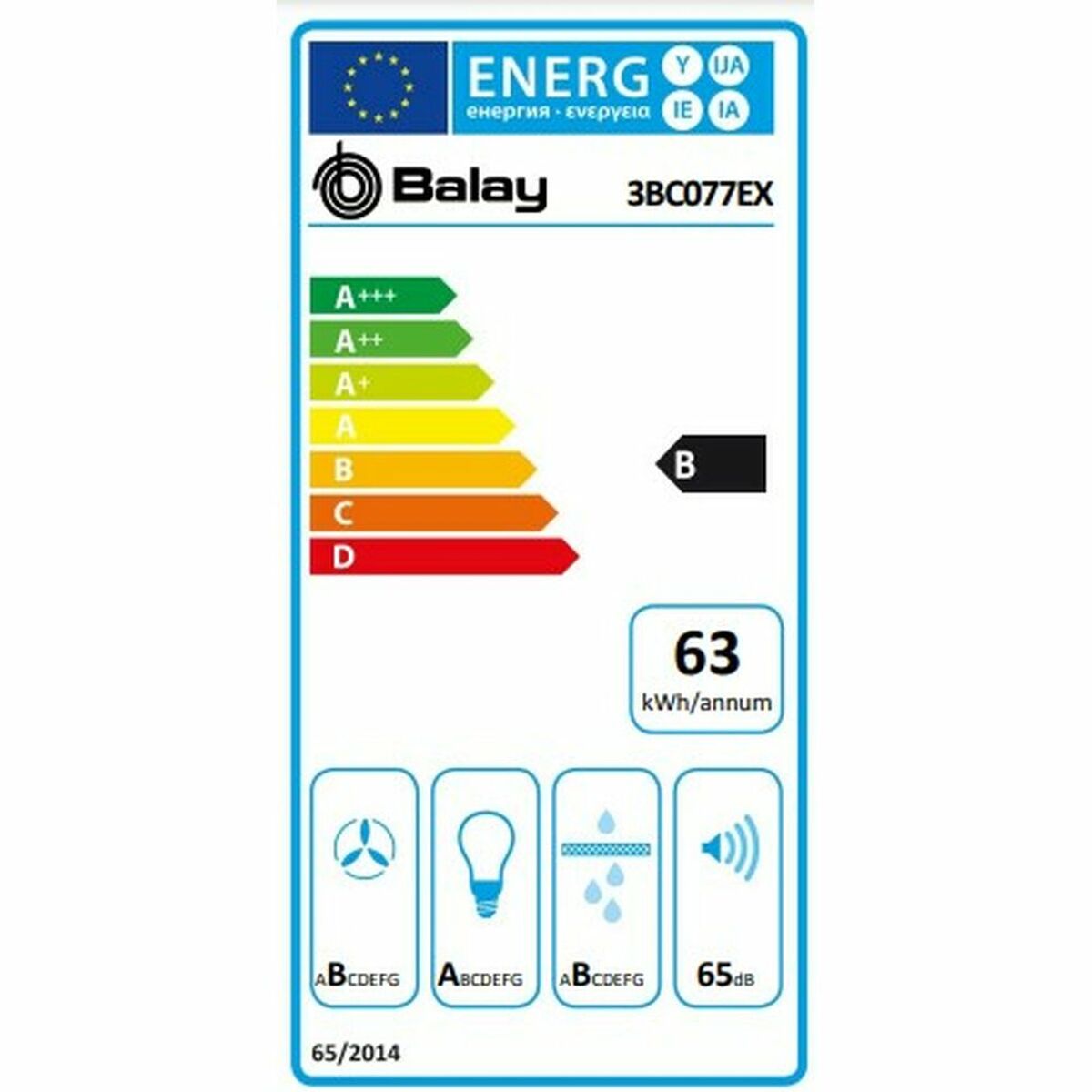 Konventionell fläkt Balay 3BC077EX 75 cm 720 m3/h 65 dB 255W Stål - 7