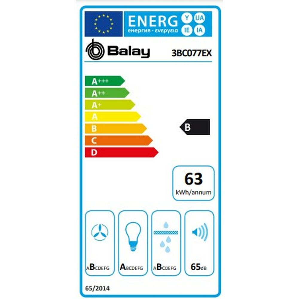 Konventionell fläkt Balay 3BC077EX 75 cm 720 m3/h 65 dB 255W Stål - 3