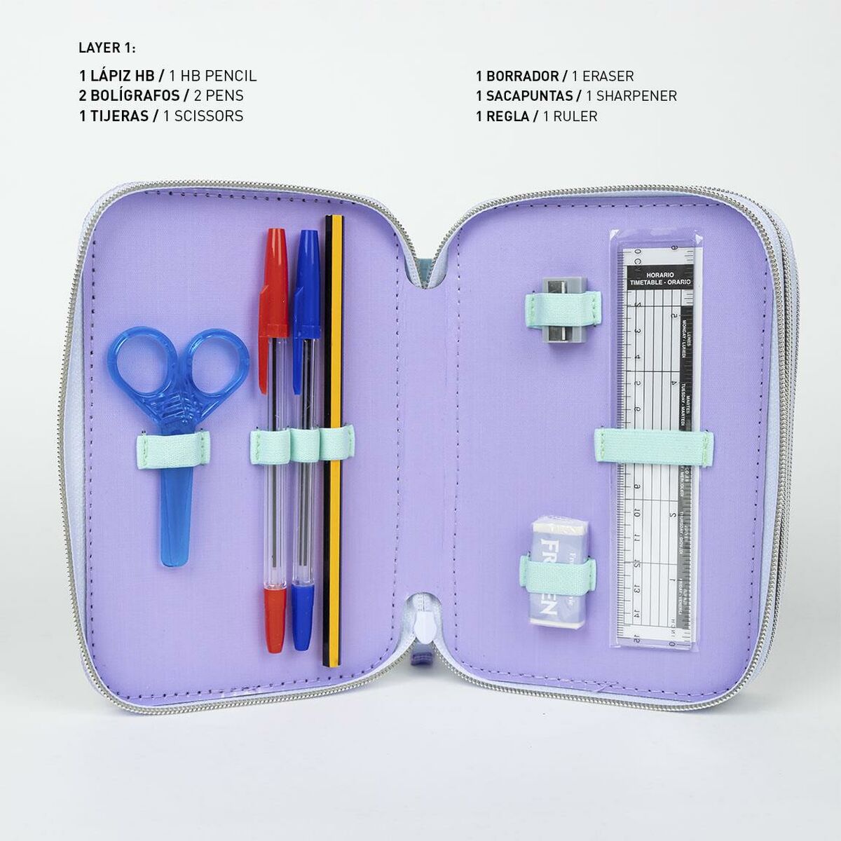 Trippel pennfodral Frozen Lila 12,5 x 6,5 x 19,5 cm - 3