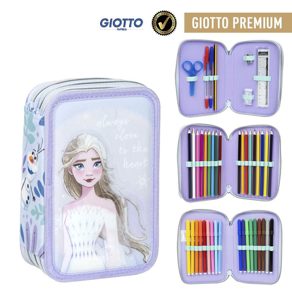 Trippel pennfodral Frozen Lila 12,5 x 6,5 x 19,5 cm - 2