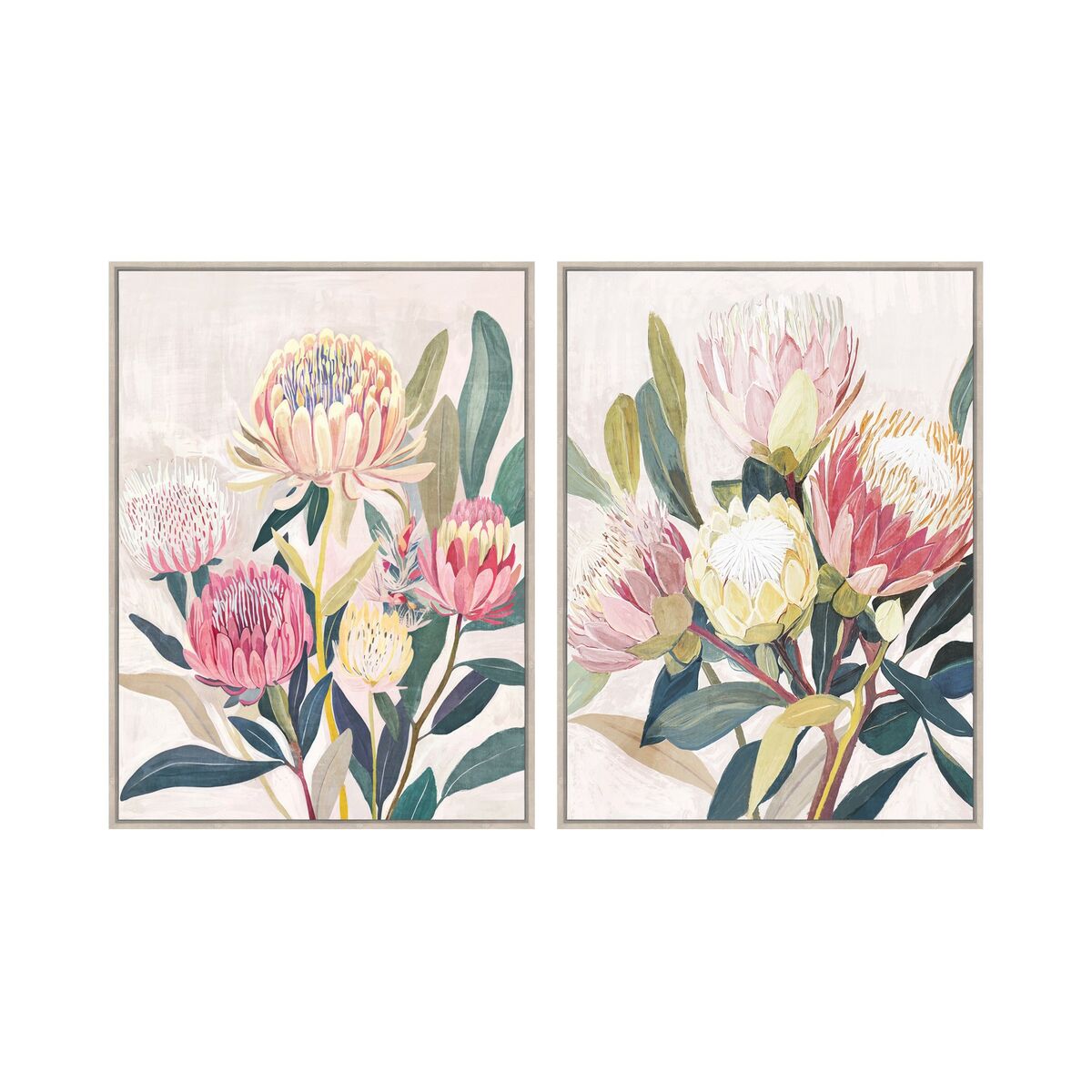 Kanvas Home ESPRIT Grön Rosa Virágok Shabby Chic 75 x 4 x 100 cm (2 antal)