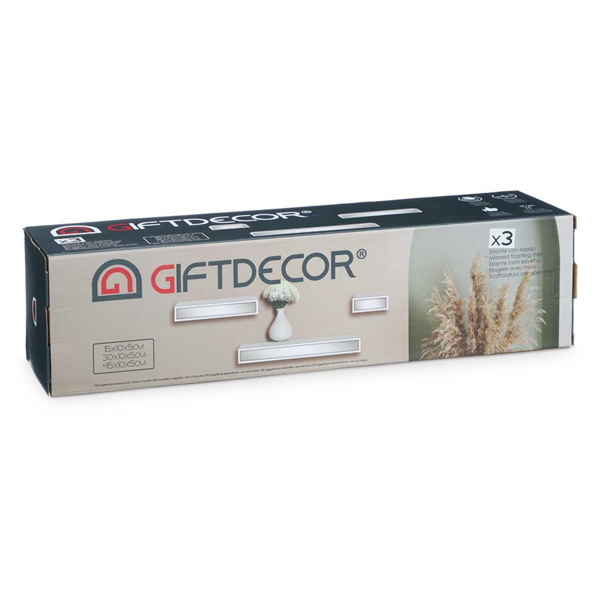 Hyllor Trä MDF 3 Delar Speglar Set (4 antal) - 3