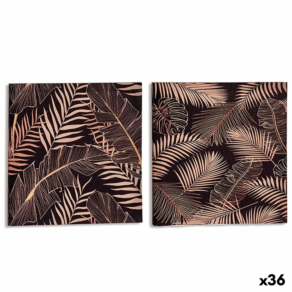 Kanvas Gift Decor Svart Löv av en växt 1,5 x 28 x 28 cm (36 antal)