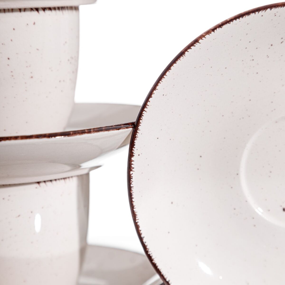 Set med kaffekoppar Vit Stengods 6 Delar - 2