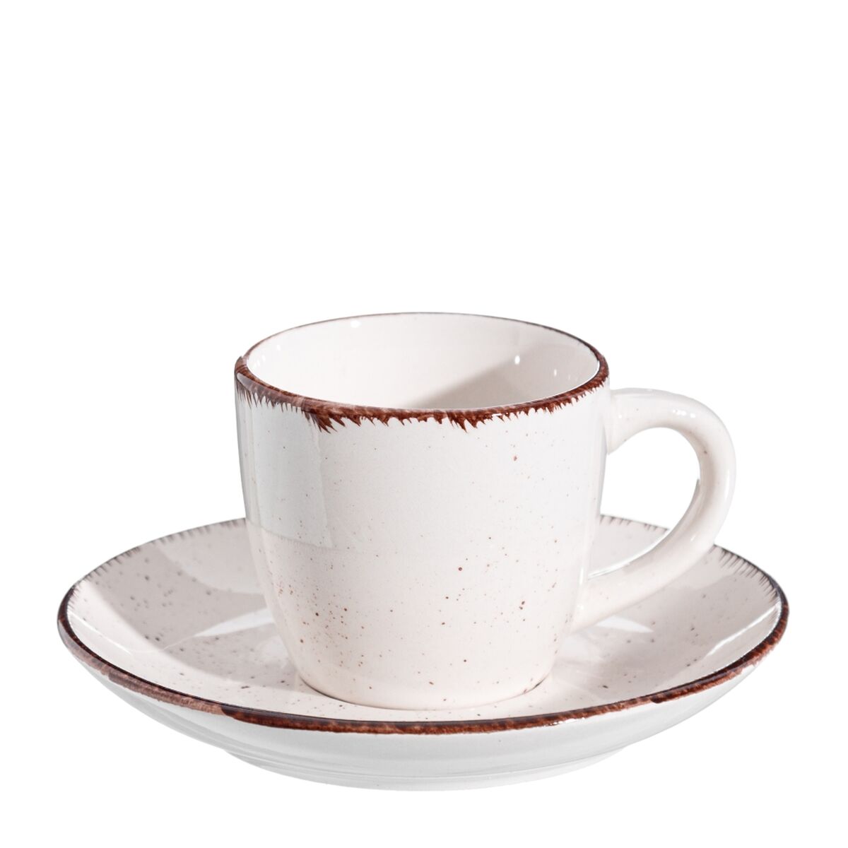 Set med kaffekoppar Vit Stengods 6 Delar