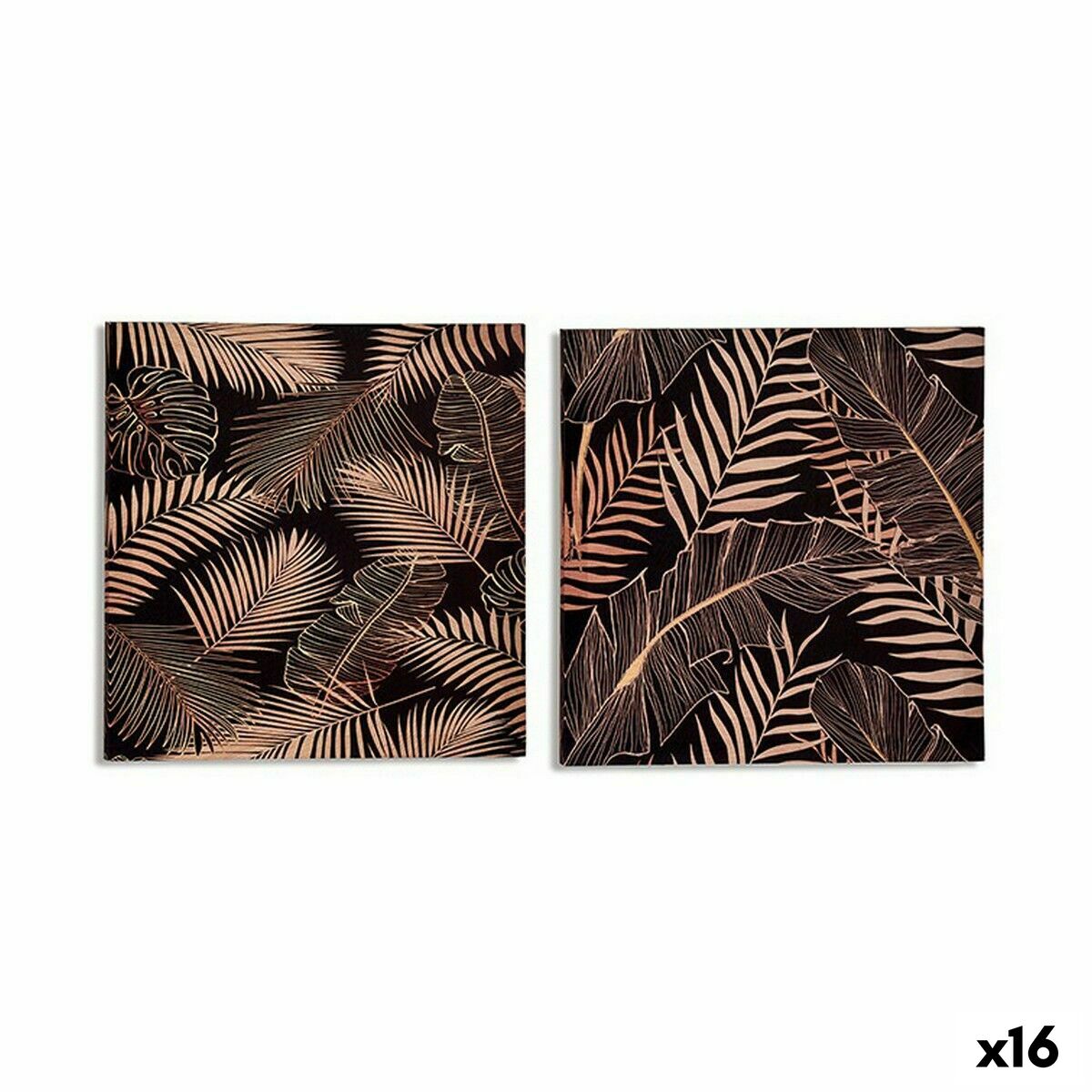 Kanvas Gift Decor Svart Löv av en växt 1,5 x 40 x 40 cm (16 antal)