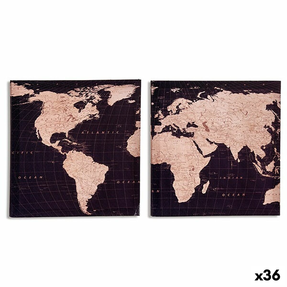 Kanvas Gift Decor Världskarta 1,5 x 28 x 28 cm (36 antal) - 3