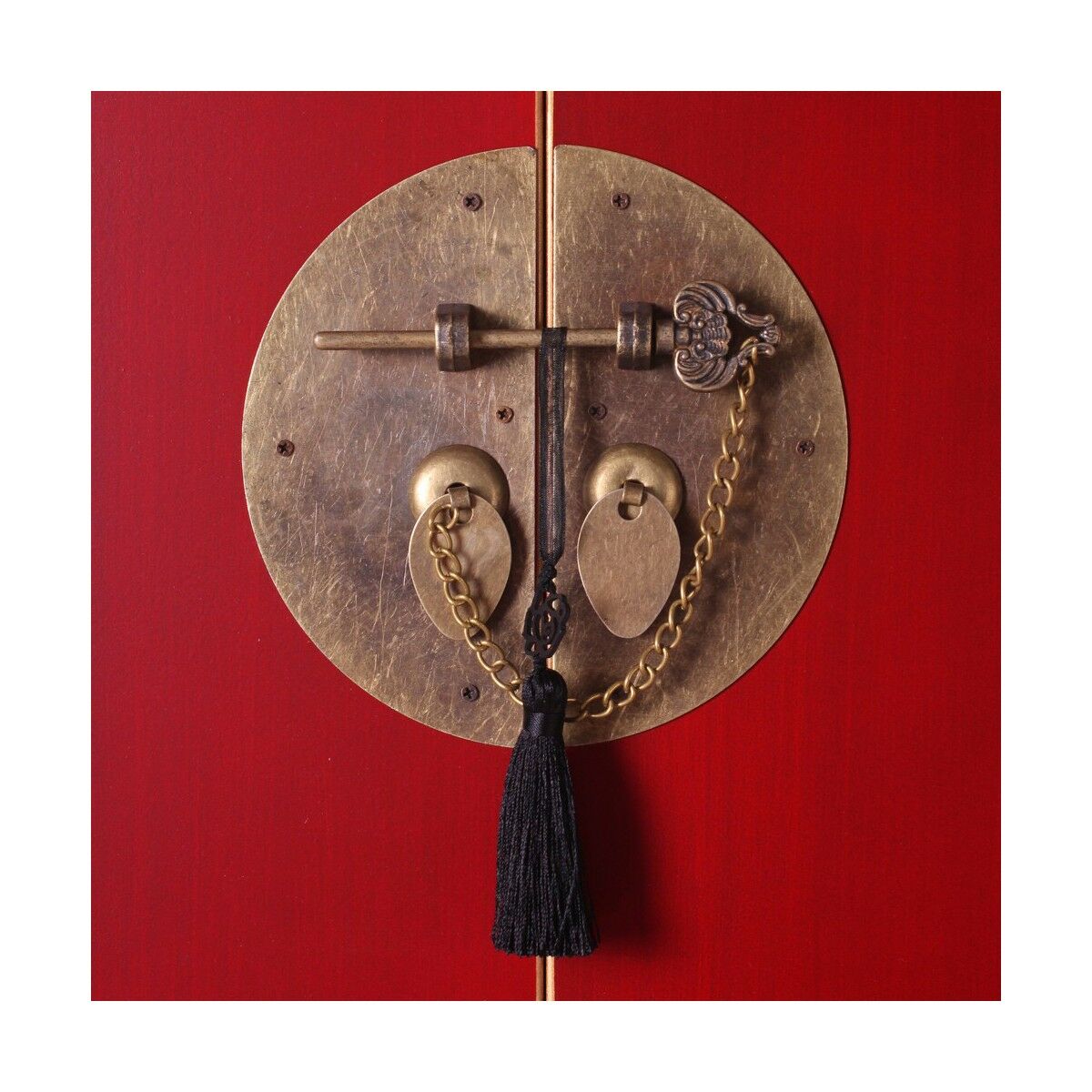 Skänk ORIENTE Röd Gyllene Trä Järn Trä MDF 63 x 33 x 131 cm - 3