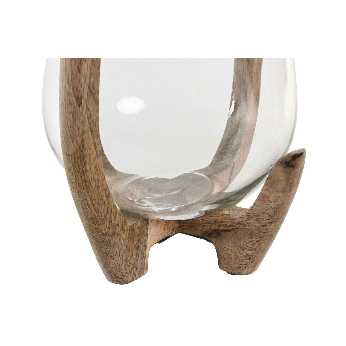 Ljusstakar Home ESPRIT Naturell Glas Mangoträ 18 x 18 x 33 cm - 2