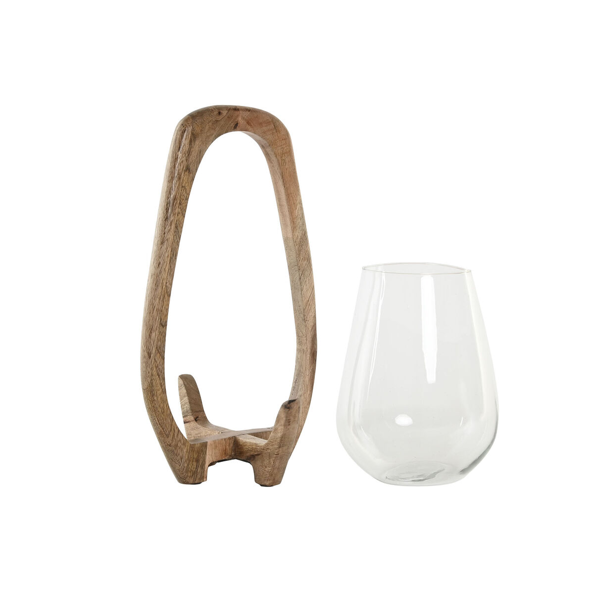 Ljusstakar Home ESPRIT Naturell Glas Mangoträ 18 x 18 x 33 cm - 3