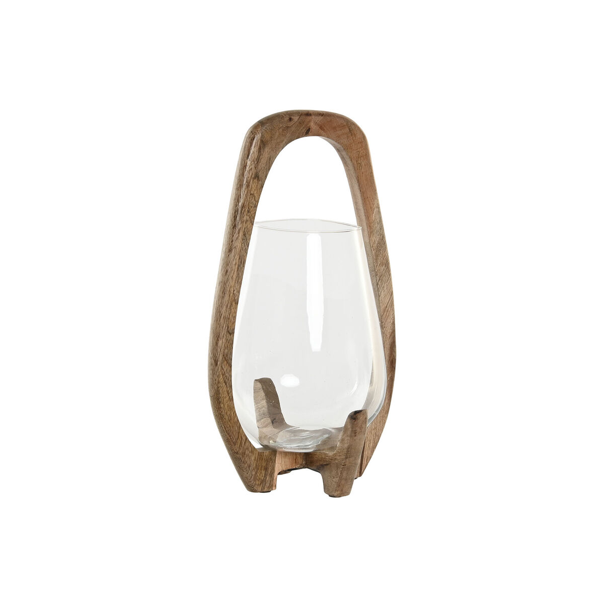 Ljusstakar Home ESPRIT Naturell Glas Mangoträ 18 x 18 x 33 cm