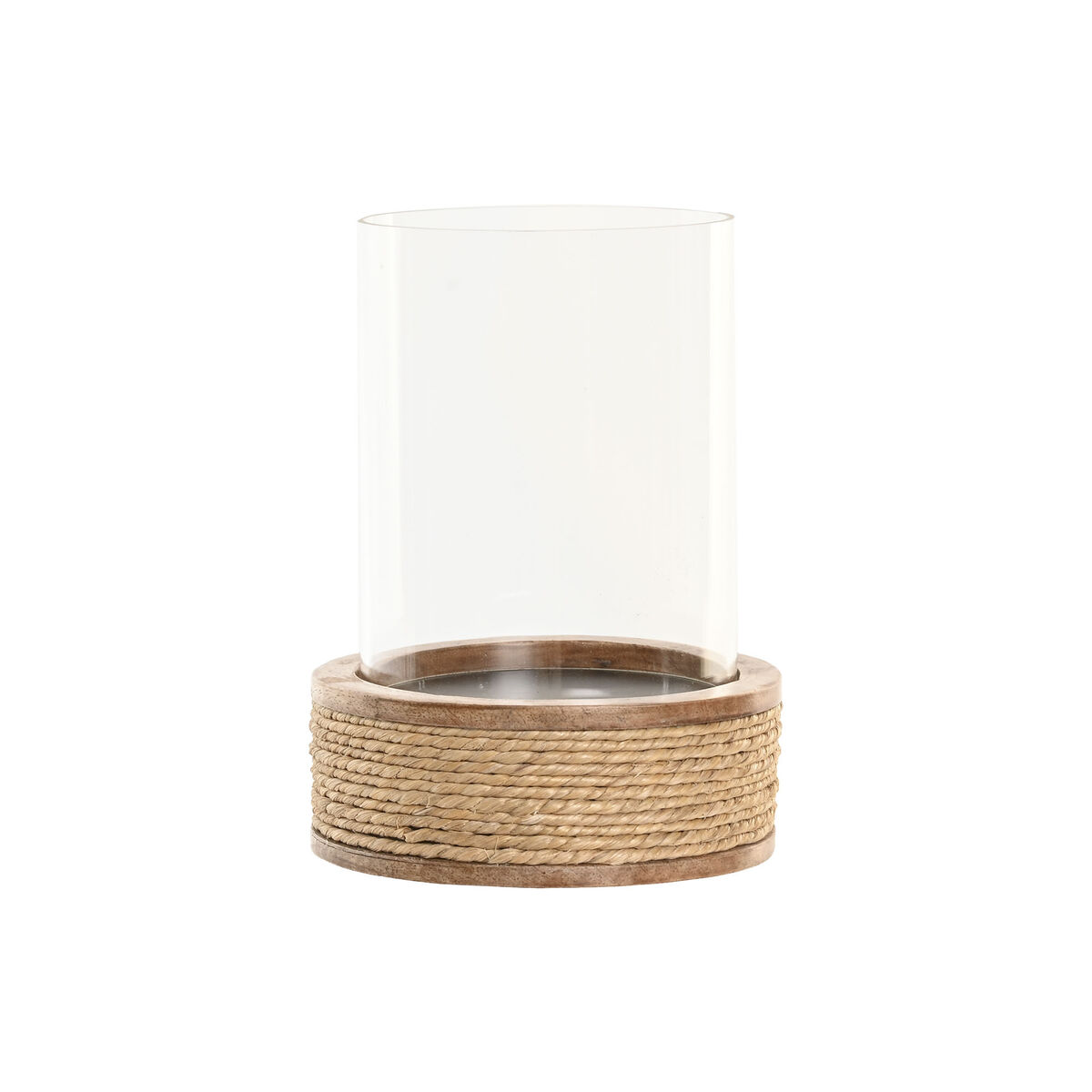 Ljusstakar Home ESPRIT Brun Naturell Glas Snöre Mangoträ