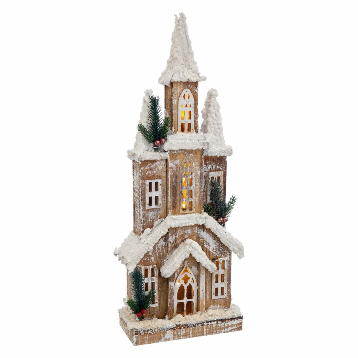 Julgranskula Vit Beige Trä Hus 21 x 10 x 59 cm - 3