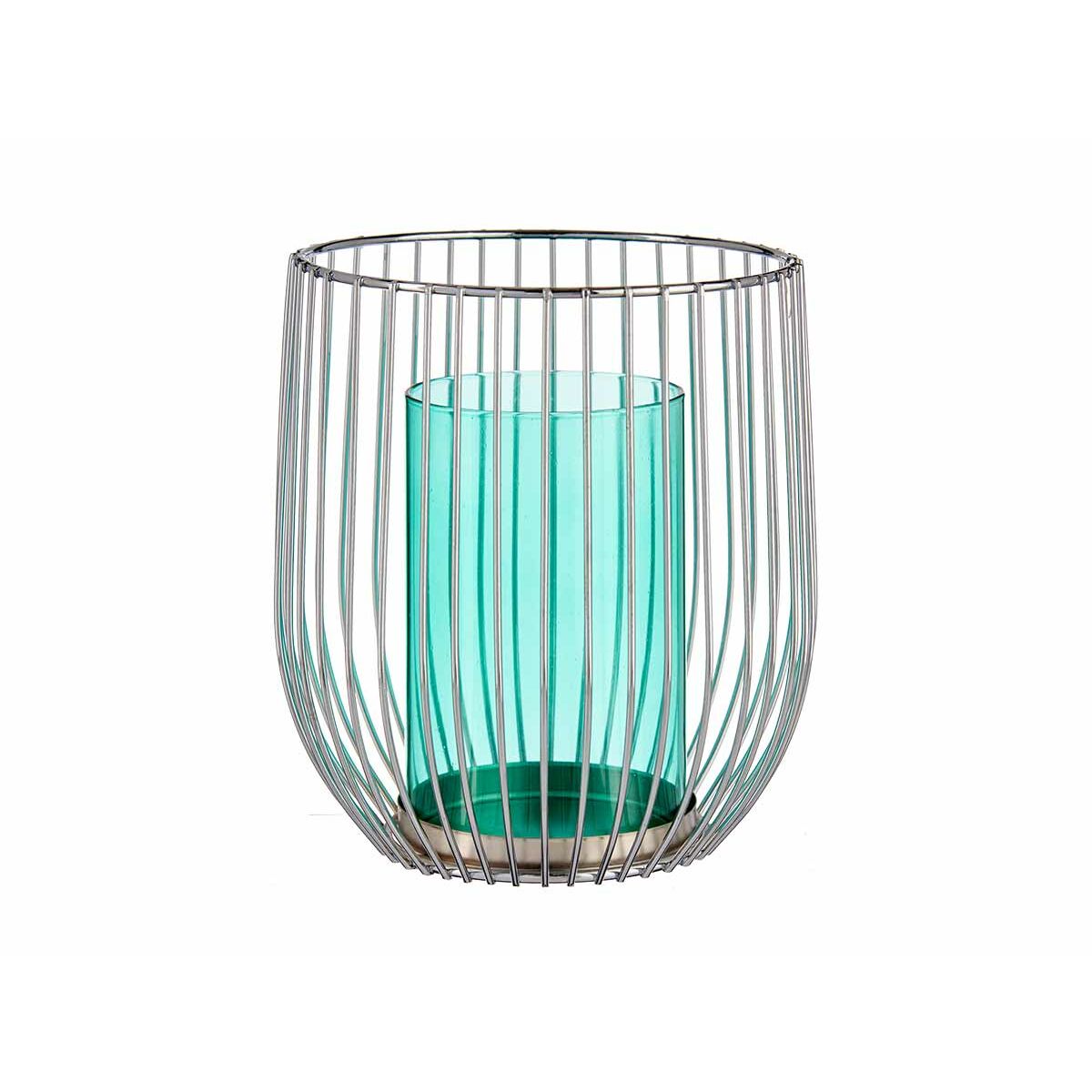Ljusstakar Gift Decor Blå Silvrig Metall Glas 15 x 17 x 15 cm (8 antal) - 2