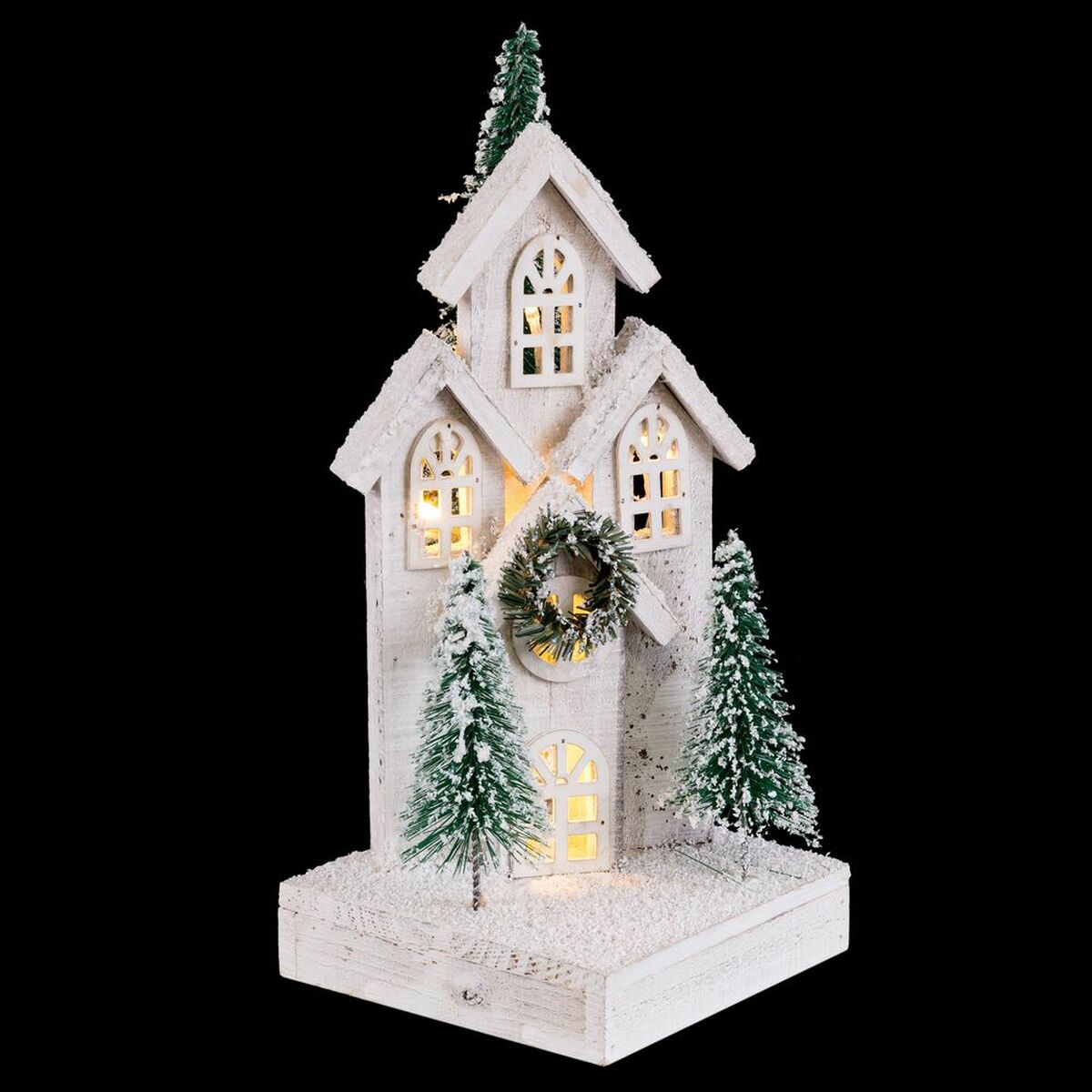 Julgranskula Vit Grön Trä Plast Stad 16 x 16 x 38 cm - 4