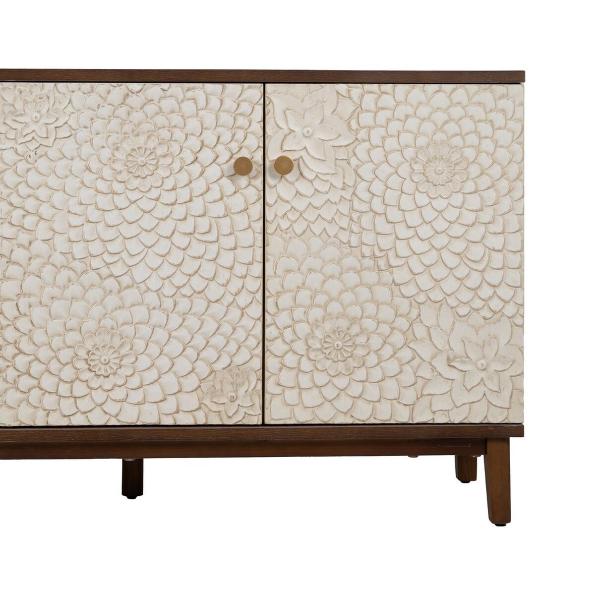 Skänk MANACOR Vit Brun furuträ 135 x 40 x 80 cm - 5