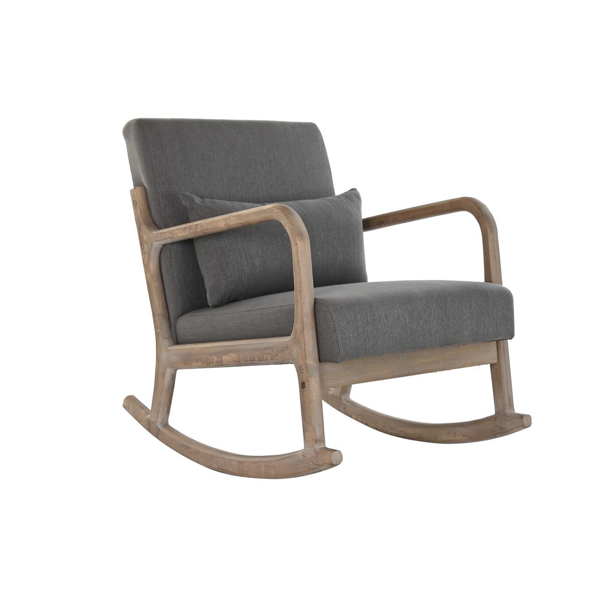 Gungstol DKD Home Decor Naturell Mörkgrå Polyester Gummiträ Sixties 66 x 85 x 81 cm