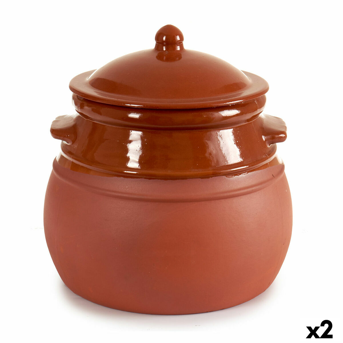Gryta med lock Terrakotta 4,5 L 25 x 27 x 25 cm (2 antal) - 3