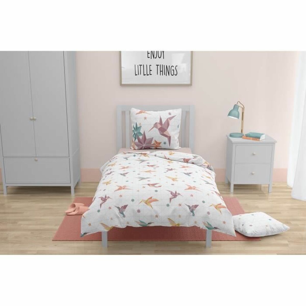 Täckslagsset Roupillon Birdie 140 x 200 cm Rosa 2 Delar - 3