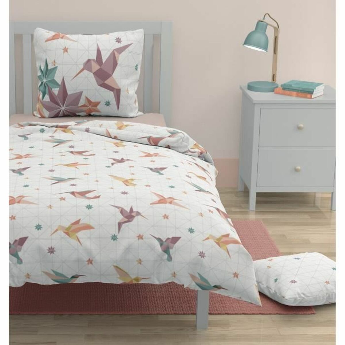 Täckslagsset Roupillon Birdie 140 x 200 cm Rosa 2 Delar - 2