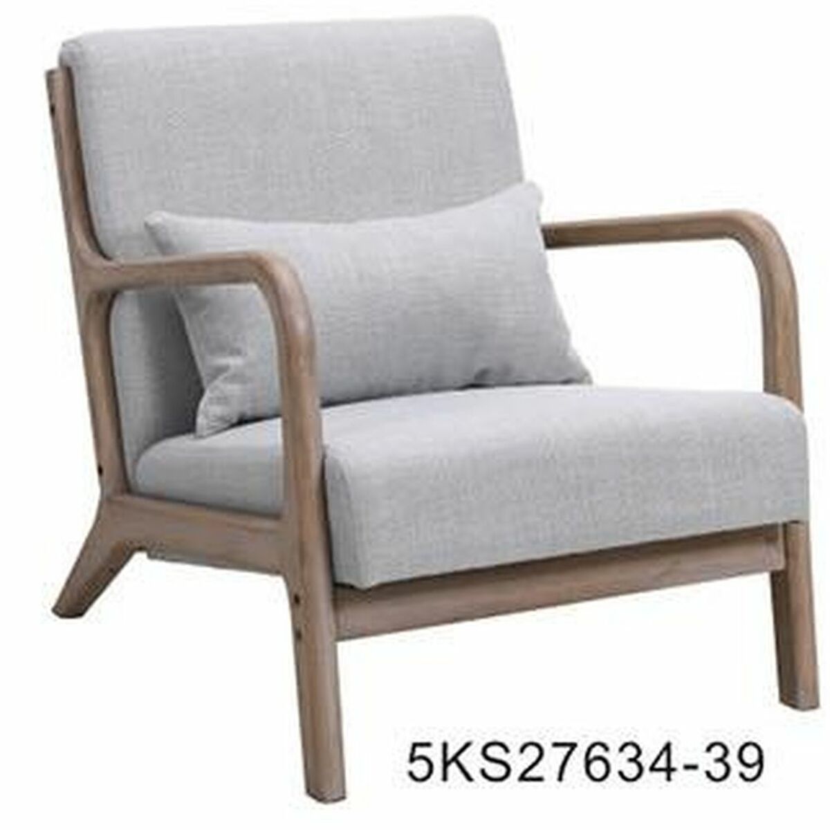 Fåtölj DKD Home Decor 66 x 66 x 94 cm Naturell Trä Ljusgrå - 7