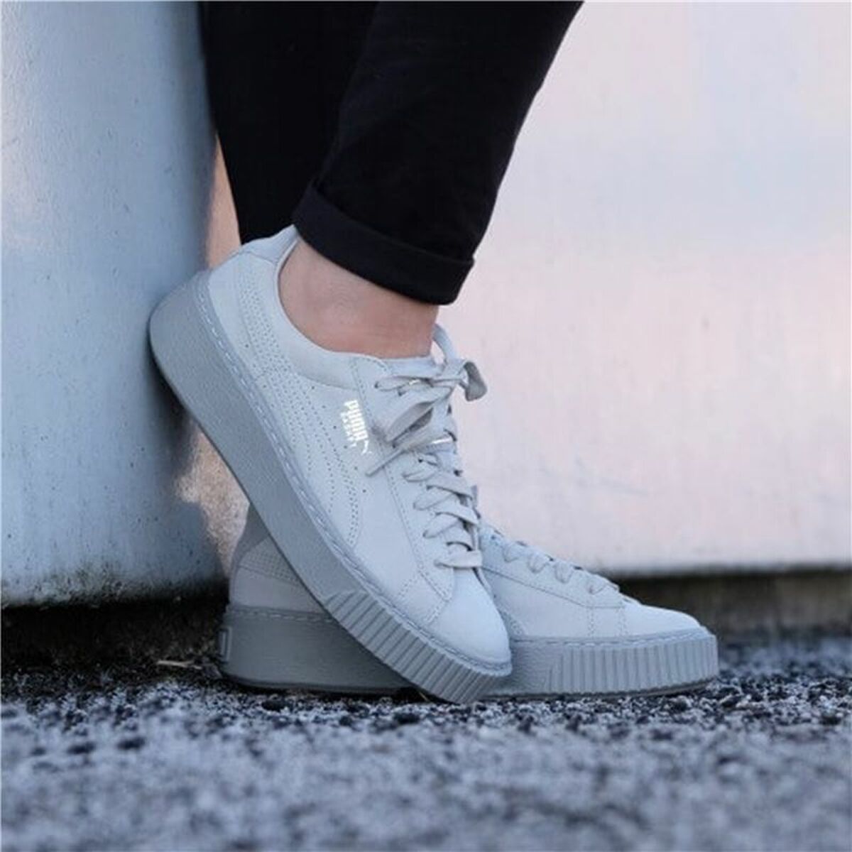 Gymnastiksko, Dam Puma Basket Platform Reset Vit - 3