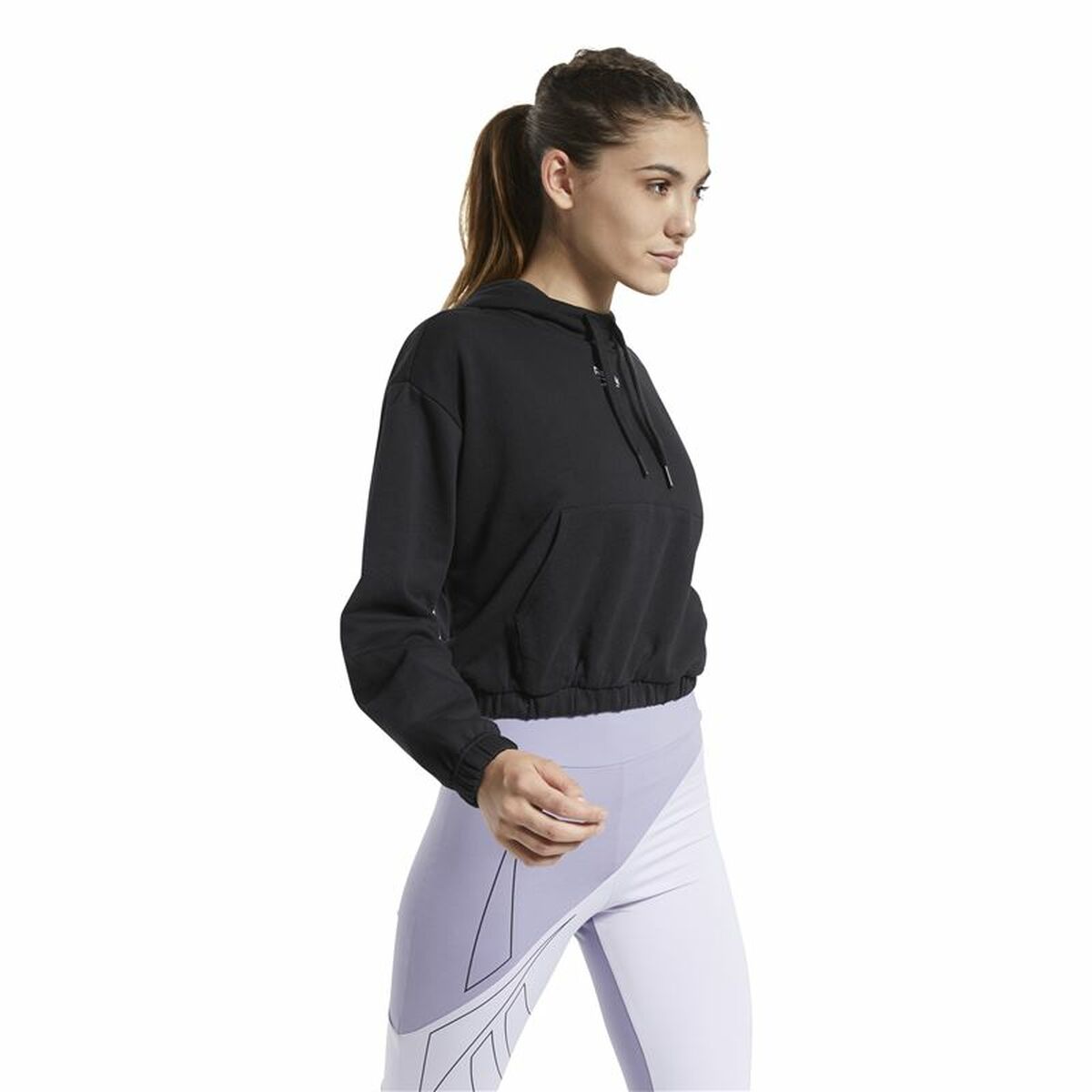 Tröja med huva Dam Reebok Sportswear Cropped Svart - 5