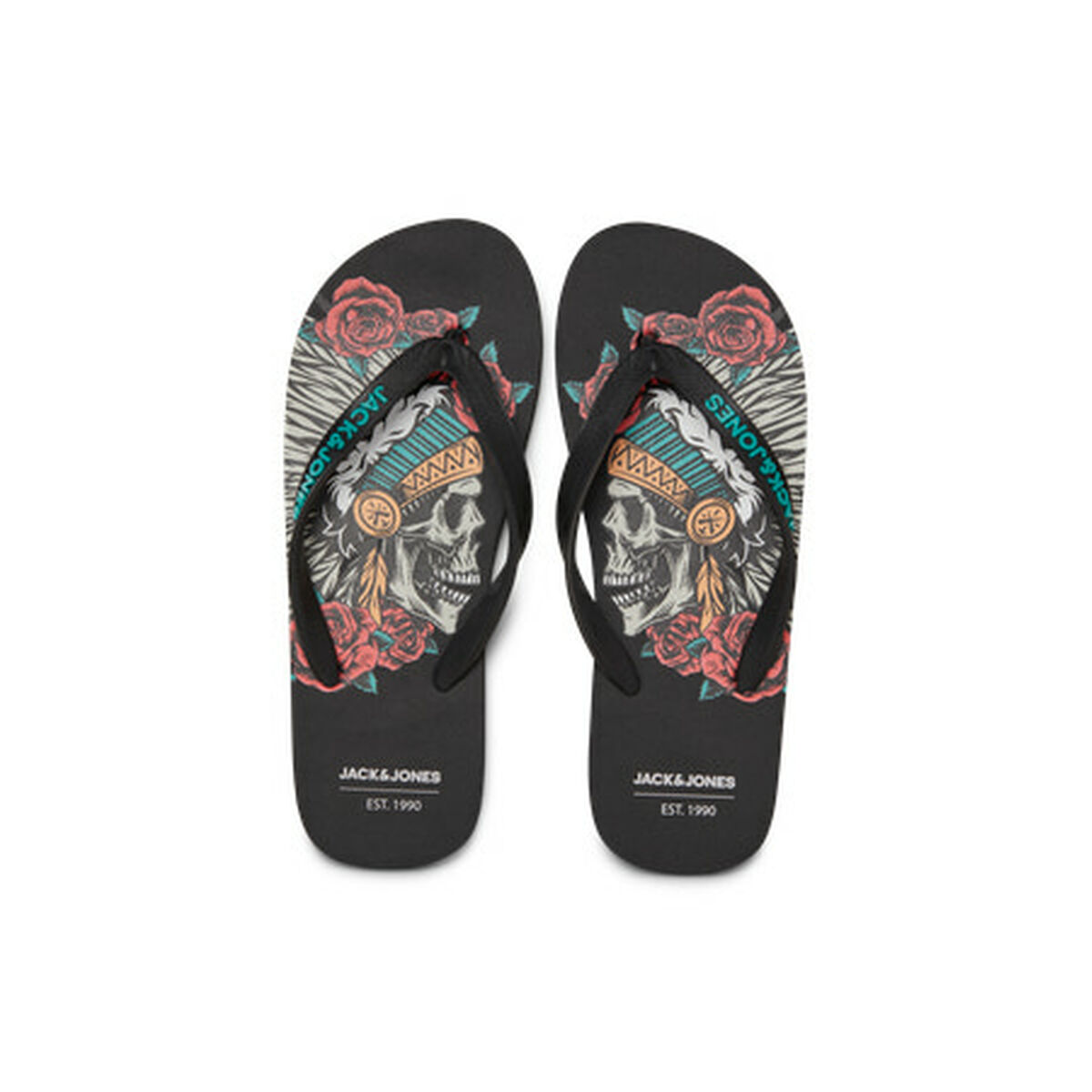 Strandtofflor för män Jack & Jones JFWSKULLS FLIP FLOP 12280854 Svart