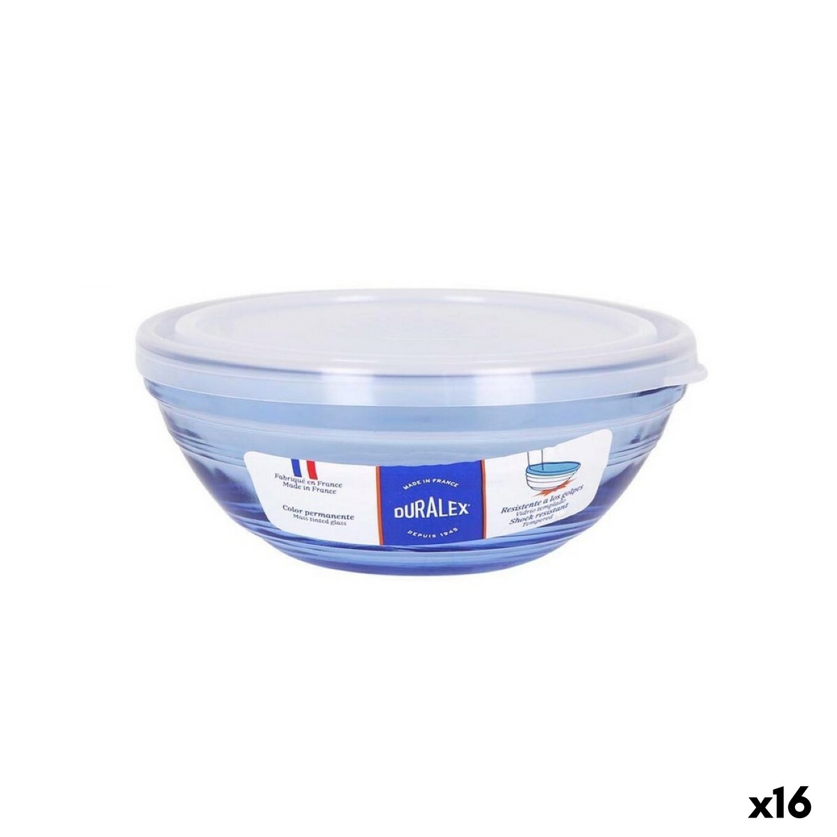 Rund matlåda med lock Duralex   Glas Blå Ø 14 cm (16 antal)