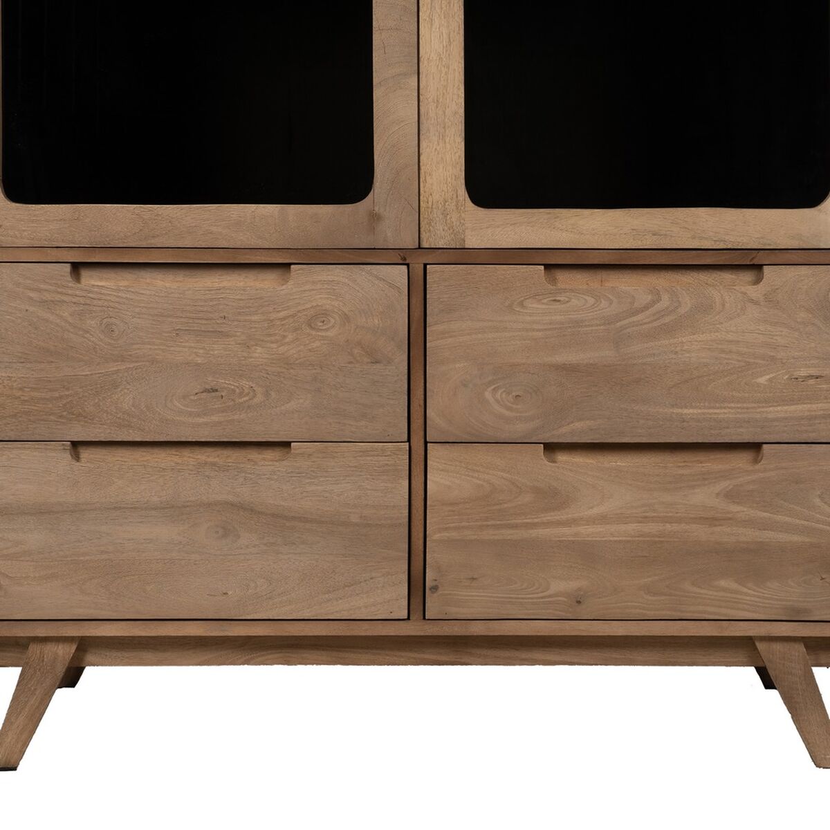 Skåp BURNIE Svart Naturell Glas Mangoträ 107 x 40,5 x 142 cm - 5