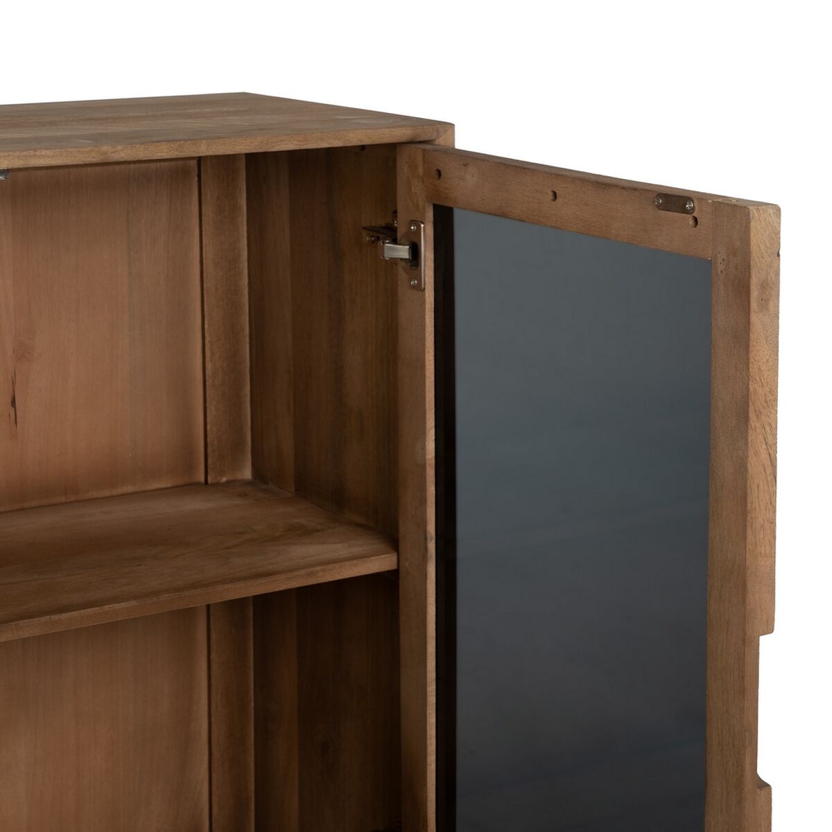 Skåp BURNIE Svart Naturell Glas Mangoträ 107 x 40,5 x 142 cm - 6