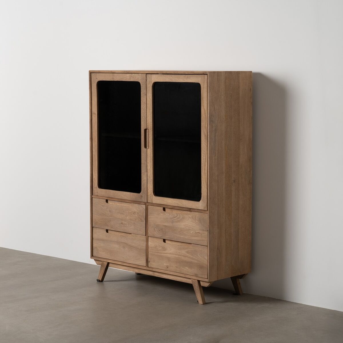 Skåp BURNIE Svart Naturell Glas Mangoträ 107 x 40,5 x 142 cm - 2