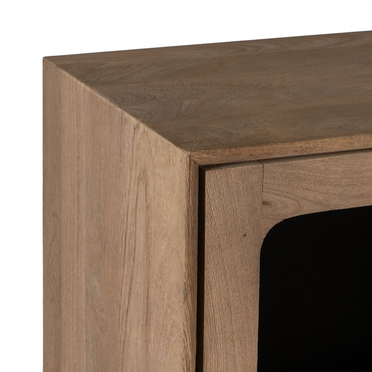 Skåp BURNIE Svart Naturell Glas Mangoträ 107 x 40,5 x 142 cm - 4