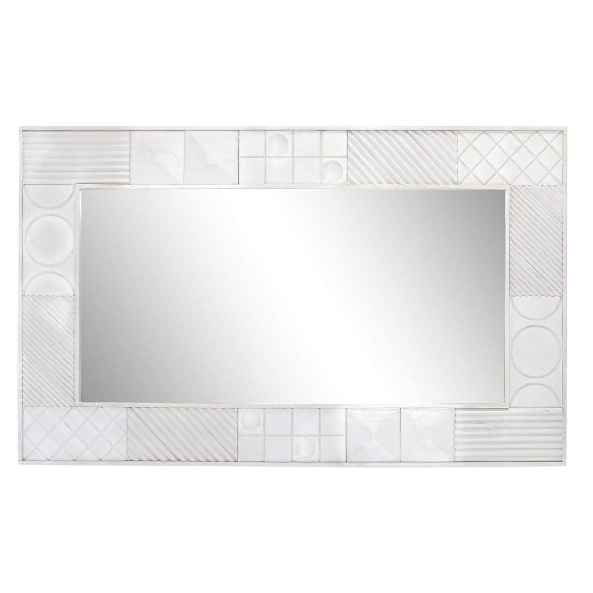 Väggspegel DKD Home Decor Vit Modern Romb 154 x 4 x 94 cm