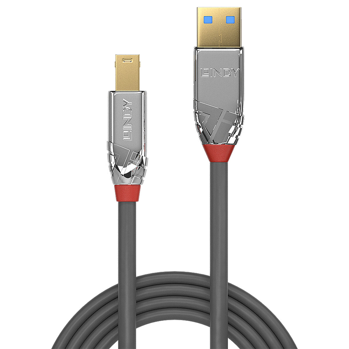 USB A till USB B Kabel LINDY 36664 5 m Svart Grå Antracitgrå - 2